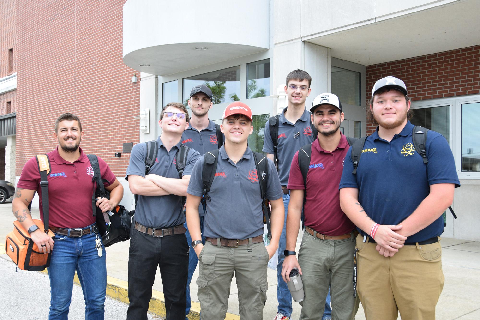 A group of students standing in front of the Technology Center